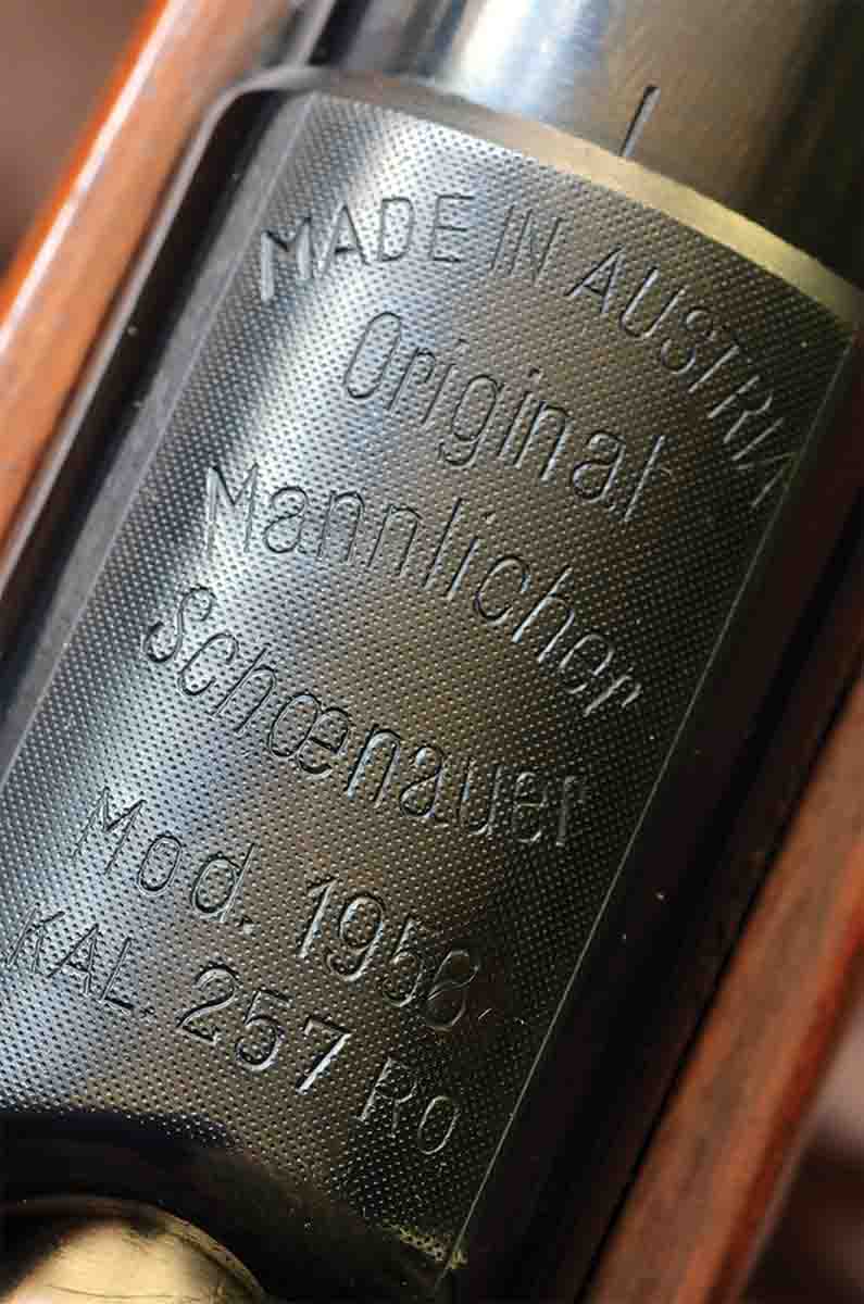 Postwar Mannlicher model numbers and calibers were engraved on the action ring.